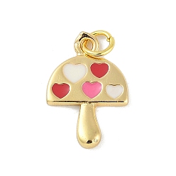 Гриб Латунь эмаль подвески, с целью перехода в кольце, без кадмия, без никеля и без свинца, реальный 18 k позолоченный, гриб, 18x12x2 мм, отверстие : 3 мм