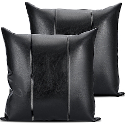Черный Квадратная наволочка из искусственной кожи, квадратная наволочка, для украшения дивана-кровати, чёрные, 440x450x2 мм