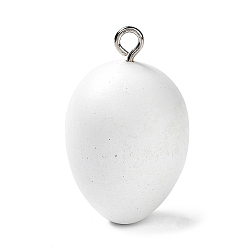Белый Дым Пасхальные деревянные подвески, окрашенные распылением, Подвески в виде пасхальных яиц с железными петлями платинового цвета, серый, 46~48x28~29 мм, отверстие : 4 мм
