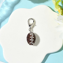 Верблюжий Подвески из полимерной глины в стиле регби со стразами, Сплав с застежками когтя омара, верблюжие, 33.5 мм