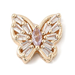 Лиловый Латунные микро проложить кубического циркония бусы, бабочка, без свинца и без кадмия, долговечный, сирень, 14.5x15.5x5.5 мм, отверстие : 1.2 мм