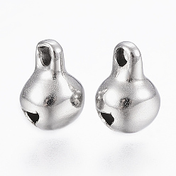 Couleur Acier Inoxydable Breloques cloches en acier inoxydable résistantes au ternissement, couleur inox, 304mm, Trou: 9x6x5.5mm