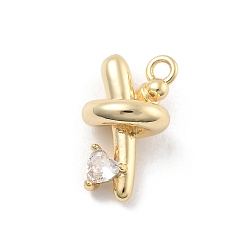 Золотой Латунные микро проложить кубического циркония подвески, без кадмия, без никеля и без свинца, спиральные подвески, золотые, 13x8x6.5 мм, отверстие : 1.4 мм