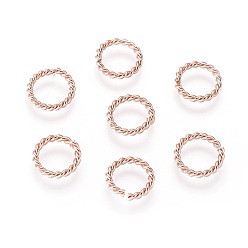 Rose Gold 304 Stainless Steel Jump Rings, Open Jump Rings, Twisted, Rose Gold, 10x1.5mm, Inner Diameter: 7mm
