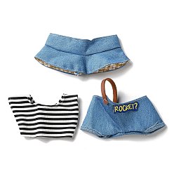 Стально-синий Комплекты одежды из ткани для самостоятельного изготовления кукол, стальной синий, 51~85x25~110x2~5 мм, 3 шт / комплект