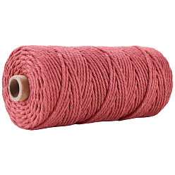 Rouge Indien Fils de ficelle de coton pour l'artisanat tricot fabrication, rouge indien, 3mm, environ 109.36 yards (100m)/rouleau