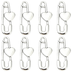 Античное Серебро 20 шт. Подвески из сплава в тибетском стиле, без кадмия и без свинца, овальные с сердцем, античное серебро, 30.5x12x3 мм, отверстие : 3 мм