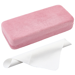 Pink 1 Étuis à lunettes rectangulaires en fer et velours, avec chiffon de nettoyage pour lunettes en fibre de daim pc, rose, 1mm