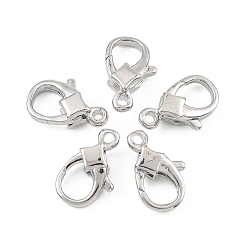 Real Platinum Plated SHEGRACE Brass Lobster Claw Clasps, Cadmium Free & Nickel Free & Lead Free, Real Platinum Plated, 11x7x3mm, Hole: 1.2mm