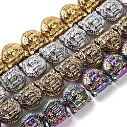 (52) Непрозрачная лаванда Гальванические нити из синтетических немагнитных гематитовых бусин, голова тигра, разноцветные, 11.5x11.5x7.5 мм, отверстие : 1.2 мм, около 35 шт / нитка, 15.55'' (39.5 см)