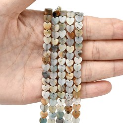 Flower Amazonite Натуральный цветок амазонитовые бусины пряди, сердце, 6x6x2 мм, отверстие : 0.7 мм, около 65~72 шт / нитка, 13.39'' (34 см) ~ 15.35'' (39 см)