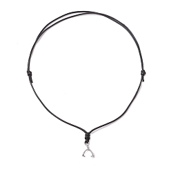 Черный Изготовление ожерелий из вощеного полиэфирного шнура, с латунной поручительств, платина, чёрные, 14.17~26.77 дюйм (36~68 см)