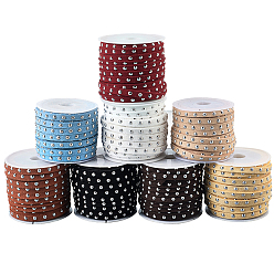 (52) Непрозрачная лаванда 8 рулоны 8 цвета искусственной замши шнур, с заклепкой из золотого тона, для панк-рок ювелирных изделий, разноцветные, 5x2.5 мм, около 5.46 ярдов (5 м) / рулон, 1 рулон / цвет