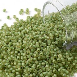 (946FM) Green Lined Citrine Matte TOHO Round Seed Beads, Japanese Seed Beads, (946FM) Green Lined Citrine Matte, 11/0, 2.2mm, Hole: 0.8mm, about 5555pcs/50g