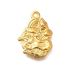 Настоящее золото 18K Ионное покрытие (ip) 304 подвески из нержавеющей стали, цветочный шарм, реальный 18 k позолоченный, 22.5x16x3 мм, отверстие : 2 мм