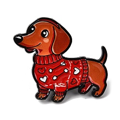 Красный Эмалевые значки с изображением таксы в свитере с сердечком, булавки для лацканов из сплава для одежды рюкзака, красные, 29x32 мм