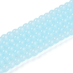 Небесно-голубой Стеклянные бусины, имитация нефрита , круглые, голубой, 4~4.5 мм, отверстие : 0.7 мм, около 101~102 шт / нитка, 14.96~15.16'' (38~38.5 см)