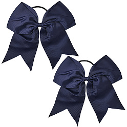 Темно-Синий 2 резинки для волос, шт., с бантом из полиэстера, резинки для волос для женщин и девочек, темно-синий, внутренний диаметр: 45.5 мм