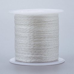 White Polyester Braided Metallic Thread, for DIY Braided Bracelets Making and Embroidery, White, 0.4mm, 6-Ply, about 54.68 yards(50m)/roll