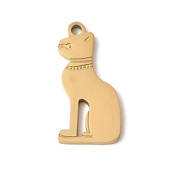 Настоящее золото 18K 304 подвески из нержавеющей стали, форма египетской кошки, ионное покрытие (ip), реальный 18 k позолоченный, 16.5x8x1 мм, отверстие : 1.2 мм