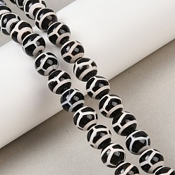 Tortoise Pattern Тибетского стиля DZI бисер нитей, природных бисера агат, круглые, чёрные, окрашенная и подогревом, черепаховый узор, 10 мм, отверстие : 1 мм, около 35 шт / нитка, 13.70'' (34.8 см)