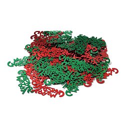 Mixed Color Plastic Table Scatter Confetti, for Christmas Party Decorations, Word Merry Christmas, Green & Red, 16.4x42x0.3mm, about 150pcs/bag