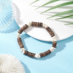 Кокосово-Коричневый Браслеты из натуральных бусин из кокоса и магнезитовой крошки для мужчин и женщин, кокосового коричневый, внутренний диаметр: 2-3/8 дюйм (6 см)