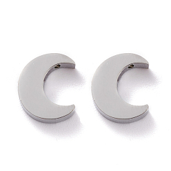 Нержавеющая Сталь Цвет Не тускнеющие 304 подвески из нержавеющей стали, луна, цвет нержавеющей стали, 10.4x8.6x3 мм, отверстие : 1.8 мм