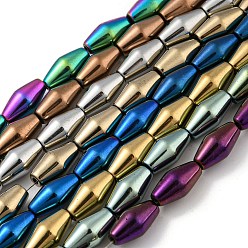 Couleur Mélangete Brins de perles d'hématite non magnétiques synthétiques galvanisées, Toupie, couleur mixte, 6.2~6.5x12~12.5mm, Trou: 1.4mm, Environ 33 pcs/chapelet, 16.89'' (42.9 cm)