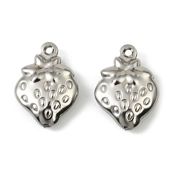 Нержавеющая Сталь Цвет 304 подвески из нержавеющей стали. подвеска в виде клубники, анти-тускнение, цвет нержавеющей стали, 15.5x11x4 мм, отверстие : 1 мм