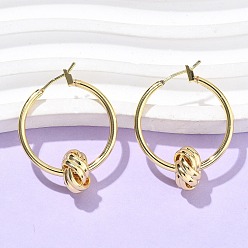 Настоящее золото 18K Латунные серьги-кольца для женщин, реальный 18 k позолоченный, 29x35.5x11 мм