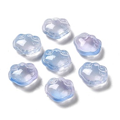 Cornflower Blue Transparent Glass Pendants, Longevity Lock Charms, Cornflower Blue, 14x16x7mm, Hole: 1.2mm