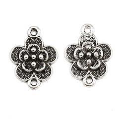 Antique Silver Tibetan Style Alloy Connector Charms, Flower Link, Antique Silver, 18.5x14x4mm, Hole: 1.5mm