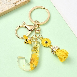 Letter J Брелок из эмали и смолы, с застежкой из сплава и железными кольцами, 60 мм