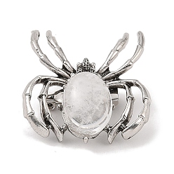 Хрусталь Броши из натурального кварца, со сплавочной фурнитурой, паук, античное серебро, 37x34x8 мм