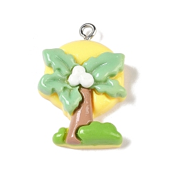 Дерево Подвески из непрозрачной смолы на тему океана, Подвески в виде морских животных с железными петлями с платиновым покрытием, дерево, 29.5x20x7 мм, отверстие : 2 мм