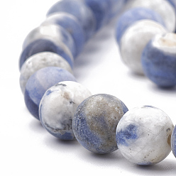 Sodalite Natural Sodalite Beads Strands, Frosted, Round, 10mm, Hole: 1.2mm, about 36pcs/strand, 15.5 inch