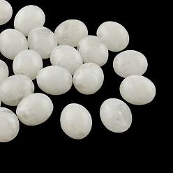 Белый Овальной имитация драгоценных камней акриловые бусины, белые, 15x13 мм, Отверстие : 2.5 мм , около 310 шт / 500 г
