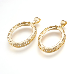 Золотой Латунные подвески кабошон с открытой спиной, овальные, золотые, лоток : 25x18 мм, 30x21.5x5 мм, отверстие : 4x6 мм