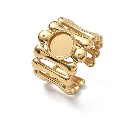 Golden 304 Stainless Steel Cuff Ring Components, Round Bezel Pad Ring Setting, Ion Plating(IP), Long-Lasting Plated, Golden, 18mm,18mm, Tray Size: 8mm