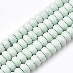 Светло-голубой Природный агат бисер нитей, окрашенные, рондель, светло-голубой, 7.5~8x4.5 мм, отверстие : 1 мм, около 90 шт / нитка, 15.7 дюйм