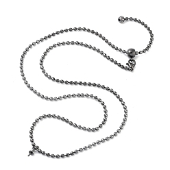 Черный Цвет Металла Латунь мяч цепи ожерелье решений, за половину пробурено бисера, без кадмия, без никеля и без свинца, металлический черный , 23.78 дюйм (60.4 см)