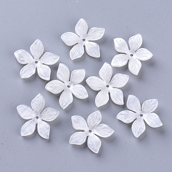 Ivoire 5 -capsules de perles d'acétate de cellulose (résine), fleur, blanc crème, 20.5~21.5x22~23x4.5mm, Trou: 1.2mm