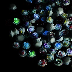 (52) Непрозрачная лаванда Кабошоны из светящейся непрозрачной смолы, цветок, два тона, светится в темноте, разноцветные, 9x9x4.5 мм