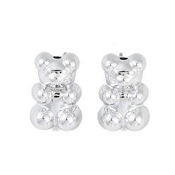 Platinum Bear CCB Plastic Stud Earrings for Women, with 304 Stainless Steel Pin, Platinum, 18x12mm