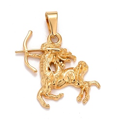 Стрелец Ионное покрытие (ip) 304 подвески из нержавеющей стали, , знак созвездия / зодиака, Стрелец, 34x36x3.3 мм, отверстие : 10x4.5 мм