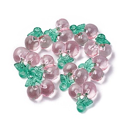 Pink Прозрачные акриловые подвески корея, вишня, розовые, 20.2x20x10 мм, отверстие : 2.6 мм