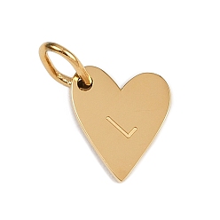 Letter L 304 прелести нержавеющей стали, с прыжковых колец, сердце с подвесками в виде букв, золотые, Письмо L, 10x8.5x1.5 мм, отверстие : 4x2.5 мм