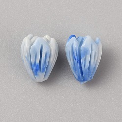 Васильковый Непрозрачные бусины-розы из смолы, с синтетической оболочкой, васильковый, 8.5x7 мм, отверстие : 1.2 мм