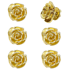 Golden 6Pcs Rose Flower Alloy Lapel Pin Backs for Backpack Clothes, Golden, 19x19.5mm